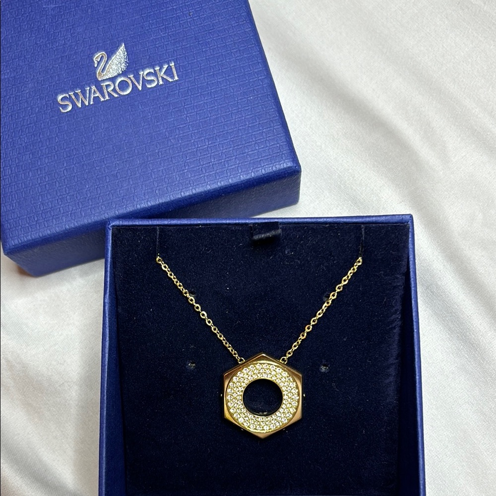 Swarovski Gold Necklace with Crystal Accents